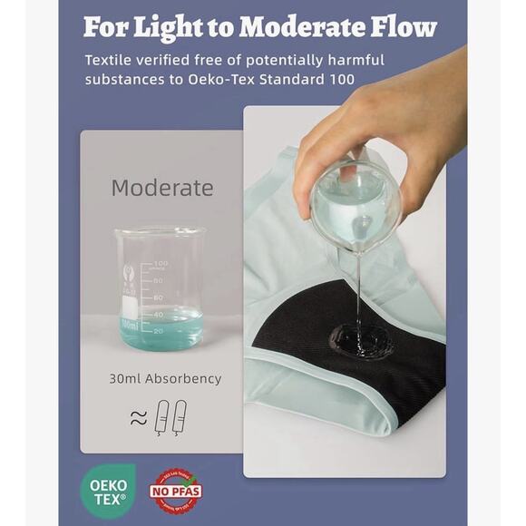 Period Underwear For Women Seamless Bikini Regular Absorbency Leakproof 4pcs-2XL - Picture 14 of 16